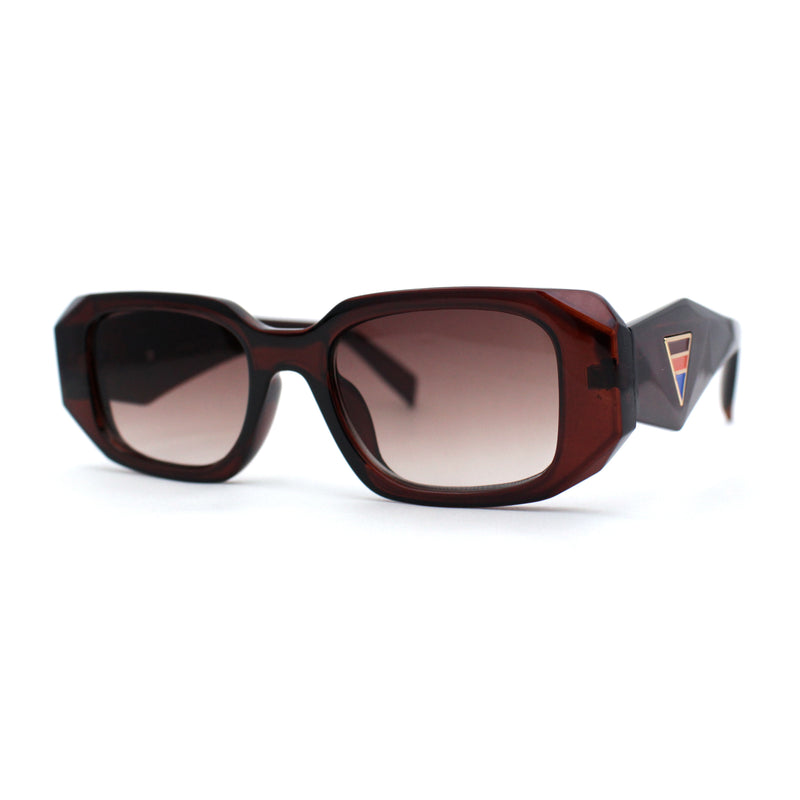 Geometric Diamond Cut Dimensional Mod Rectangle Sunglasses