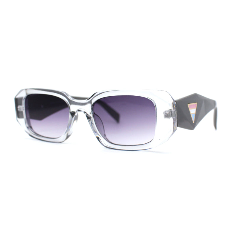 Geometric Diamond Cut Dimensional Mod Rectangle Sunglasses