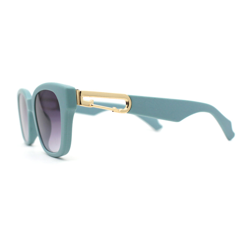 Womens Slim Rectangle Horn Rim Jewel Metal Hinge Plastic Sunglasses