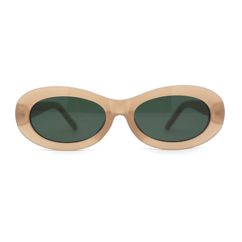 Womens Oval Thick Plastic Mod Fashion Plastic Sunglasses