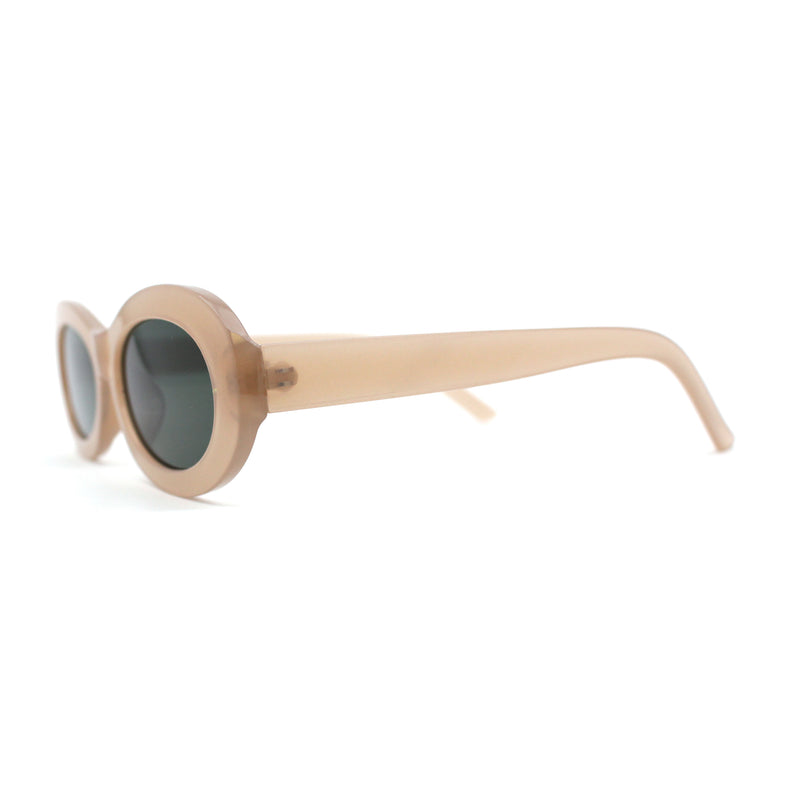 Womens Oval Thick Plastic Mod Fashion Plastic Sunglasses