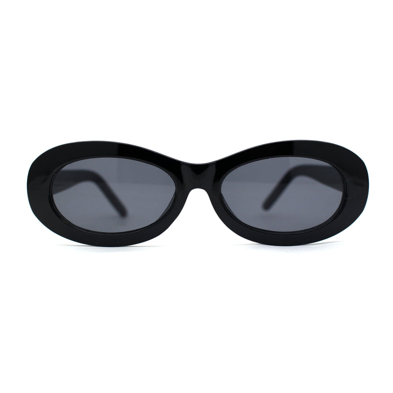 Womens Oval Thick Plastic Mod Fashion Plastic Sunglasses