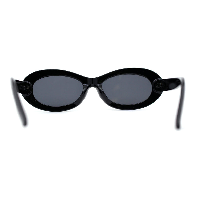 Womens Oval Thick Plastic Mod Fashion Plastic Sunglasses