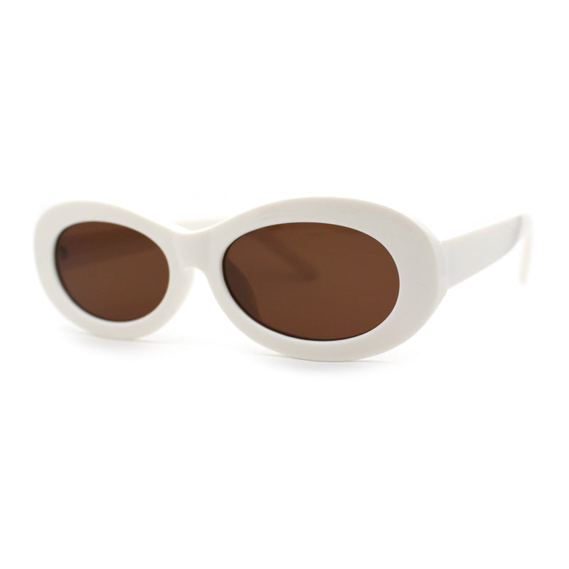 Womens Oval Thick Plastic Mod Fashion Plastic Sunglasses