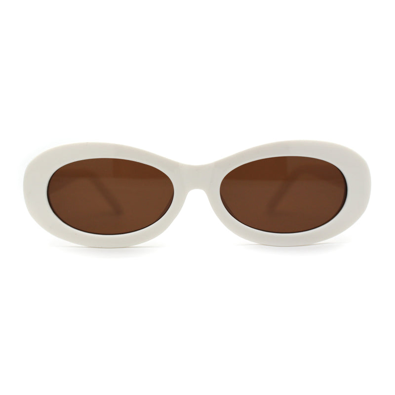 Womens Oval Thick Plastic Mod Fashion Plastic Sunglasses