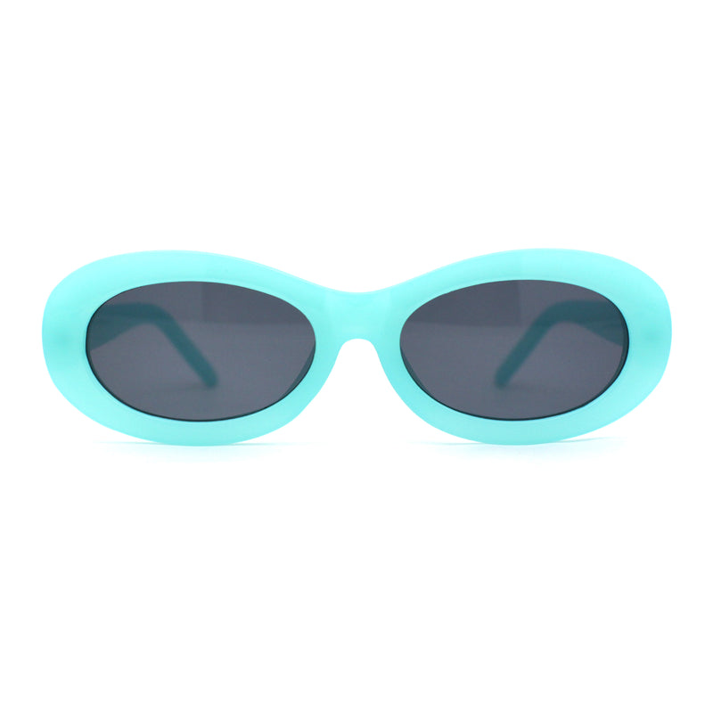 Womens Oval Thick Plastic Mod Fashion Plastic Sunglasses