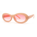 Womens Oval Thick Plastic Mod Fashion Plastic Sunglasses