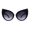 Womens Oversize Round Circle Lens Curled Ears Cat Eye Sunglasses