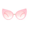 Womens Oversize Round Circle Lens Curled Ears Cat Eye Sunglasses