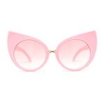 Womens Oversize Round Circle Lens Curled Ears Cat Eye Sunglasses