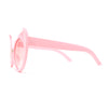 Womens Oversize Round Circle Lens Curled Ears Cat Eye Sunglasses