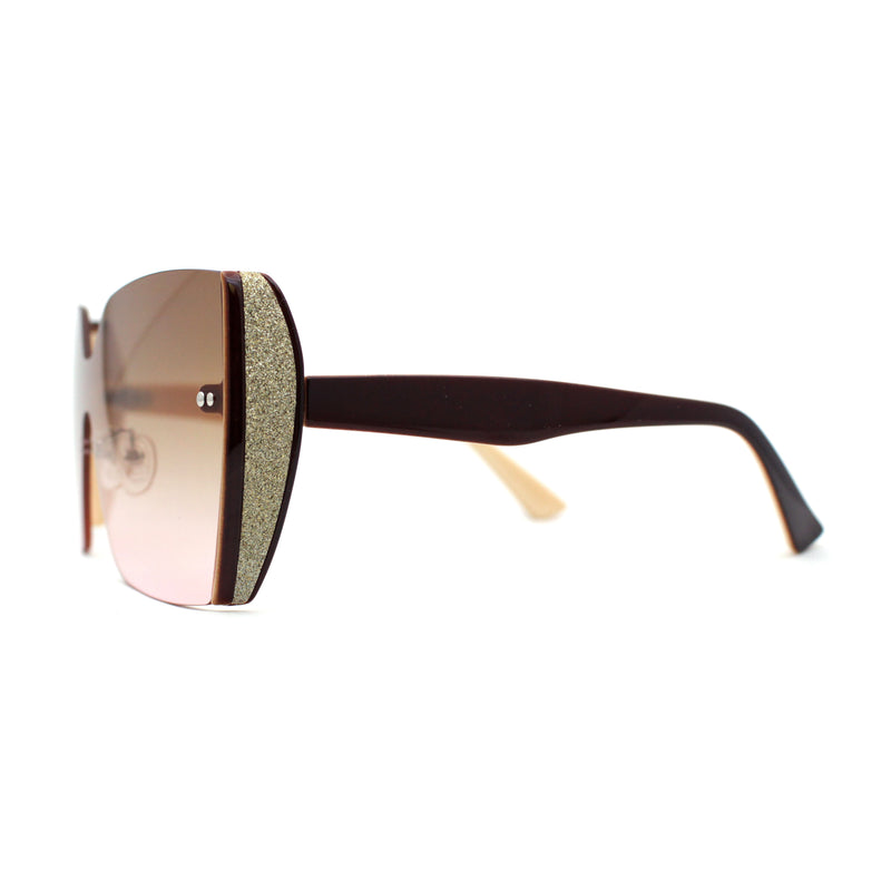 Womens Shield Rimless Oversize Butterfly Diva Sunglasses