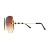 Womens Rimless Oversized Butterfly Rhinestone Bevel Lens Sunglasses