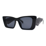 Beveled Frame Squared Mod Cat Eye Geometric Arm Plastic Sunglasses