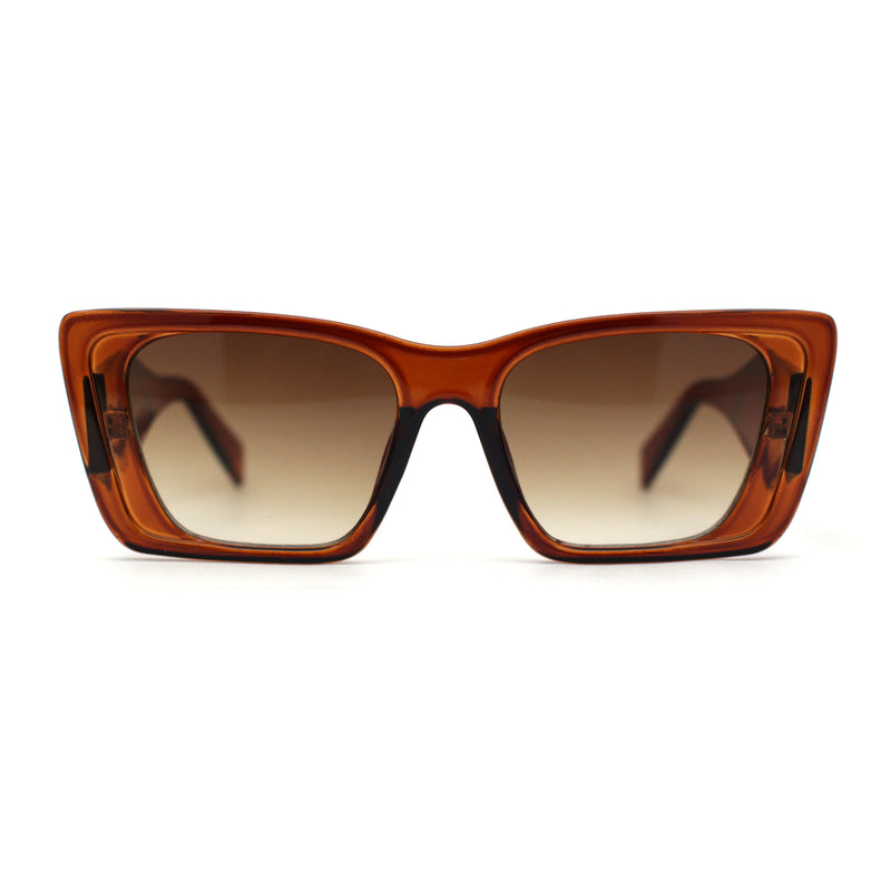 Beveled Frame Squared Mod Cat Eye Geometric Arm Plastic Sunglasses