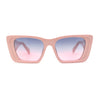 Beveled Frame Squared Mod Cat Eye Geometric Arm Plastic Sunglasses