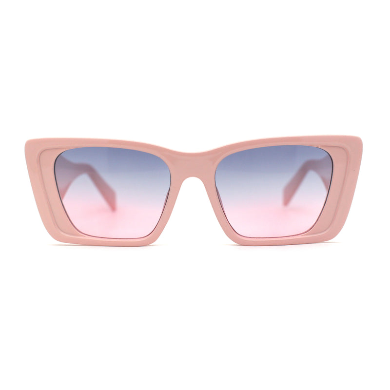 Beveled Frame Squared Mod Cat Eye Geometric Arm Plastic Sunglasses