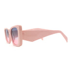 Beveled Frame Squared Mod Cat Eye Geometric Arm Plastic Sunglasses