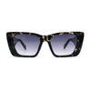 Beveled Frame Squared Mod Cat Eye Geometric Arm Plastic Sunglasses