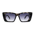 Beveled Frame Squared Mod Cat Eye Geometric Arm Plastic Sunglasses