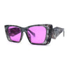 Beveled Frame Squared Mod Cat Eye Geometric Arm Plastic Sunglasses