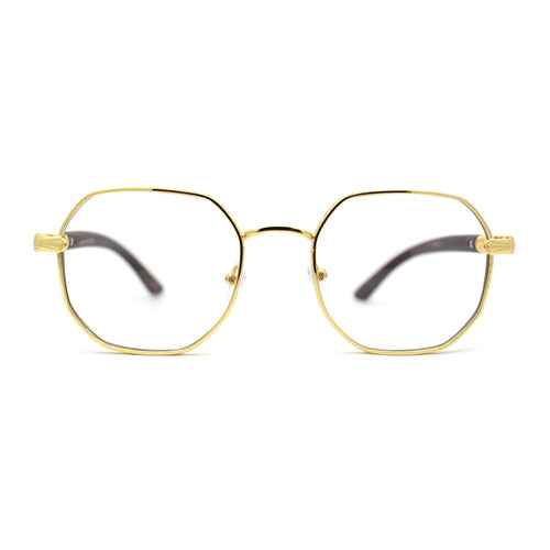 90s Retro OG Rapper Luxury Art Deco Rectangle Fashion Glasses Gold Brown
