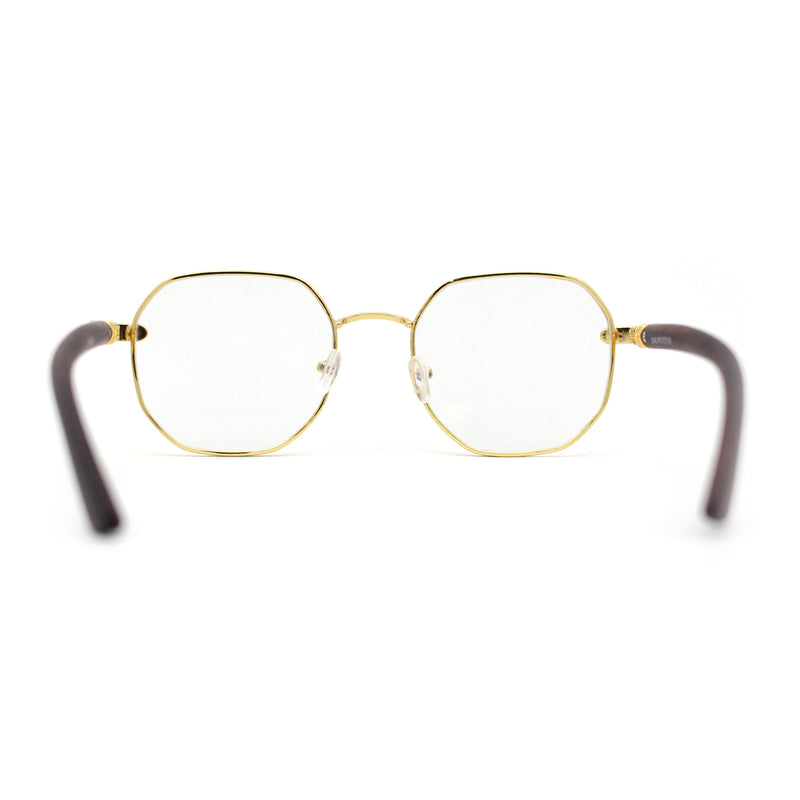 90s Retro OG Rapper Luxury Art Deco Rectangle Fashion Glasses Gold Brown