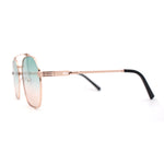 Womens Intricate Rhinestone Jewel Trim Metal Oversized Sunglasses