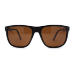 Polarized Mens Flat Top Rectangular Sport Horn Rim Sunglasses