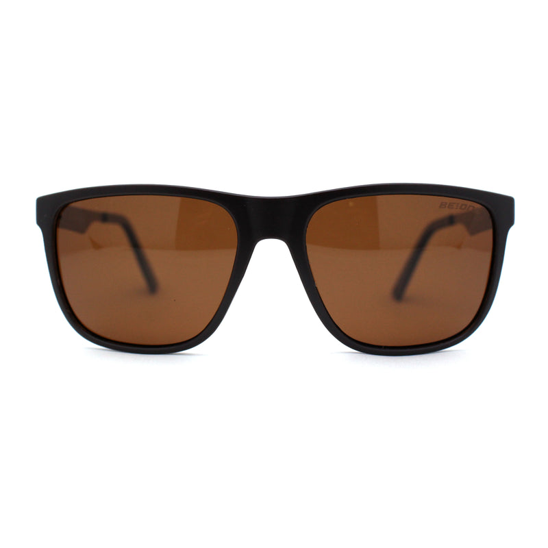 Polarized Mens Flat Top Rectangular Sport Horn Rim Sunglasses