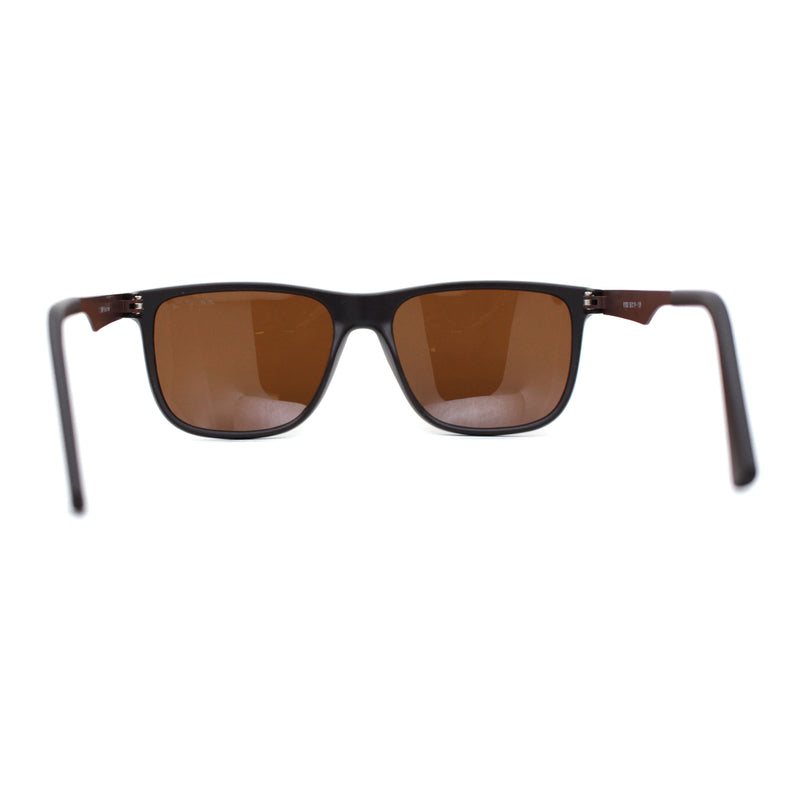 Polarized Mens Flat Top Rectangular Sport Horn Rim Sunglasses