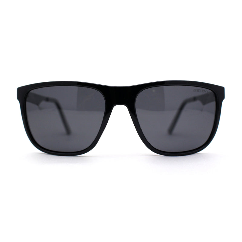 Polarized Mens Flat Top Rectangular Sport Horn Rim Sunglasses