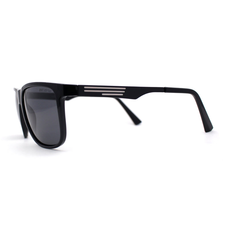 Polarized Mens Flat Top Rectangular Sport Horn Rim Sunglasses