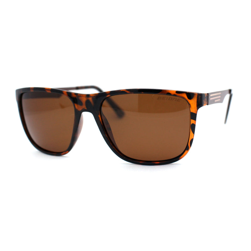 Polarized Mens Flat Top Rectangular Sport Horn Rim Sunglasses