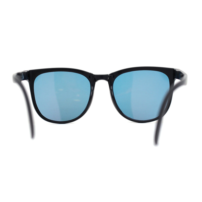 Mens Collapsible Oversize Thin Plastic Hipster Horn Rim Sunglasses