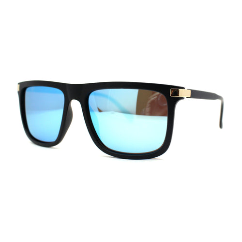 Mens No Glare Polarized Flat Top Horn Rim Rectangle Sunglasses