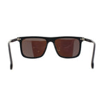 Mens No Glare Polarized Flat Top Horn Rim Rectangle Sunglasses