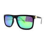 Mens No Glare Polarized Flat Top Horn Rim Rectangle Sunglasses