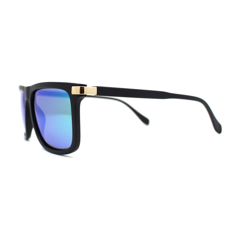 Mens No Glare Polarized Flat Top Horn Rim Rectangle Sunglasses