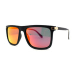 Mens No Glare Polarized Flat Top Horn Rim Rectangle Sunglasses