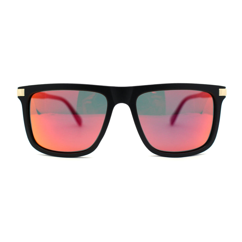 Mens No Glare Polarized Flat Top Horn Rim Rectangle Sunglasses