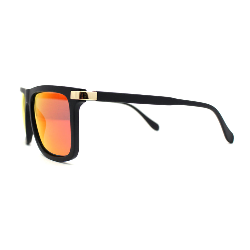 Mens No Glare Polarized Flat Top Horn Rim Rectangle Sunglasses