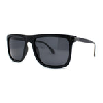 Mens No Glare Polarized Flat Top Horn Rim Rectangle Sunglasses