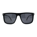 Mens No Glare Polarized Flat Top Horn Rim Rectangle Sunglasses