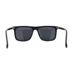 Mens No Glare Polarized Flat Top Horn Rim Rectangle Sunglasses