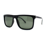 Mens No Glare Polarized Flat Top Horn Rim Rectangle Sunglasses