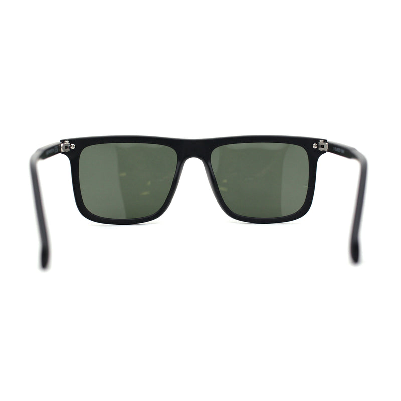 Mens No Glare Polarized Flat Top Horn Rim Rectangle Sunglasses