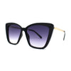 Womens Oversized Cat Eye Chic Metal Arm Plastic Sunglasses