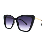 Womens Oversized Cat Eye Chic Metal Arm Plastic Sunglasses