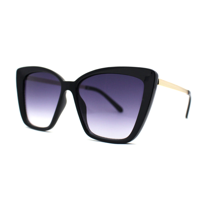 Womens Oversized Cat Eye Chic Metal Arm Plastic Sunglasses